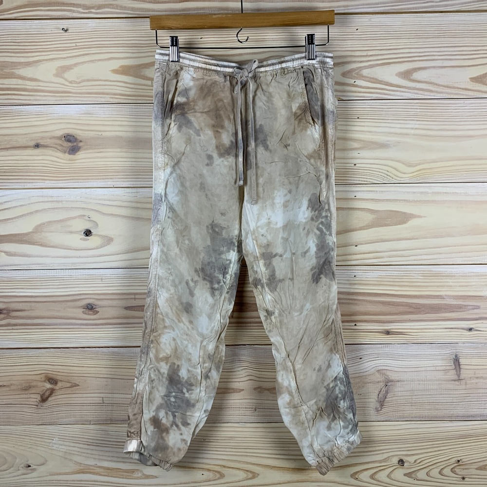 Y2K Hardtail Pants Women XS‎ Beige Satin Striped Low Rise Drawstring Jogger USA
